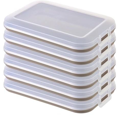 Engelland 6er Set Aufschnitt-Dosen mit integrierter Servierplatte, Frischhaltedose, Aufbewahrungsbox, Lebensmittelbehälter, Aufschnitt-Box, stapelbar, BPA-frei, Küchenbedarf, Kunststoff, Braun