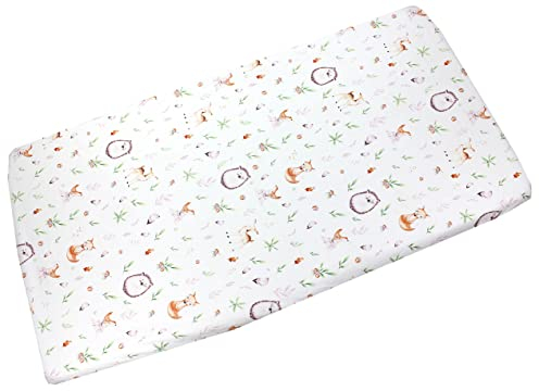 TupTam Baby Spannbettlaken Kinder Spannbetttuch für Babybett Kinderbett Gemustert, Farbe: Lichtung/Rehe, Größe: 60 x 120 cm