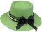 JK Home Panama Eté Femme Chapeau de Soleil avec Nœud de Papillon Capeline Large Bord pour Plage Mariage Camping Vert
