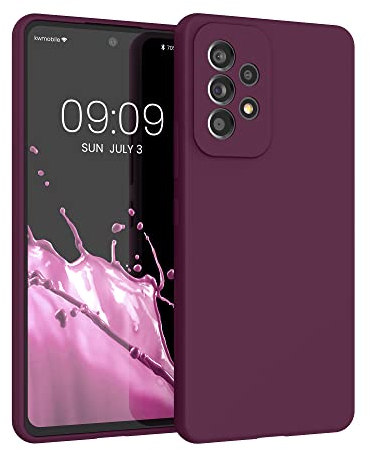 kwmobile Hülle kompatibel mit Samsung Galaxy A53 5G Hülle - Silikon Handy Case - Handyhülle weiche Oberfläche - kabelloses Laden - Bordeaux Violett