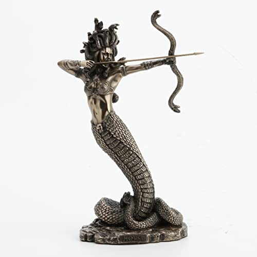 Veronese Design Furious Medusa Pfeil schießender Pfeil, Kunstharz, Bronze-Finish, 22,9 cm