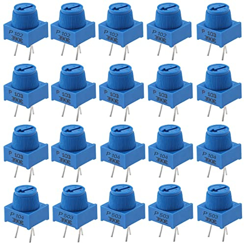 Molence 20PCS 1K 10K 50K 100K Ohm Breadboard Trim Potentiomete