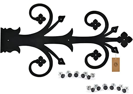 Moria Design Fausse Charnière 870 x 500 x 4 mm Noire pour Porte et Portail | Volets, Battants, Porte de Jardin, Aspect Fer Forgé, Croix Décorative, Style Ancien, Montage Extérieur, Quincaillerie DIY