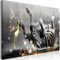 decomonkey Bilder Zebra Abstrakt 120x80 cm 1 Teilig Leinwandbilder Bild auf Leinwand Vlies Wandbild Kunstdruck Wanddeko Wand Wohnzimmer Wanddekoration Deko Modern Tiere Sterne schwarz weiß