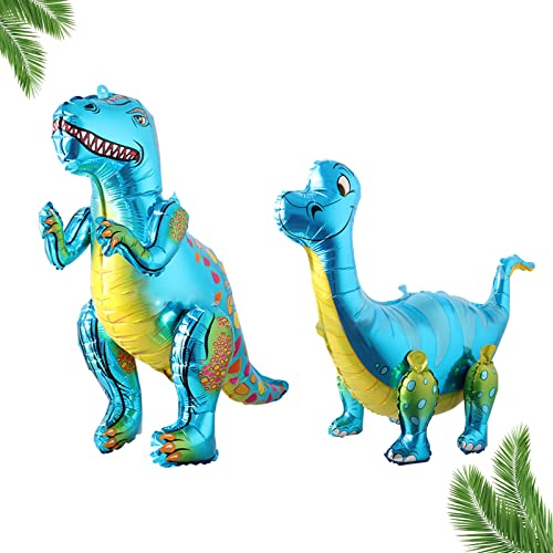 Dino Ballon, Große Dino Luftballon Folienballon Dino Geburtstag Deko für Kinderparty Dekoration, 2 Stück (Blau)