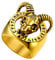 U7 Bague Runique Homme avec Crâne Tête de Chèvre Chevalière Satanique Dorée Taille 59