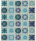 Hwtcjx 30 pezzi 15x15 cm Adesivi per Piastrelle, Impermeabile PVC Autoadesivo Decorazione, Adesive Marocchino retrò Stile, Piastrelle Adesive, Adesivi Pavimento per Bagno Cucina Parete Fai da Te (Blu)