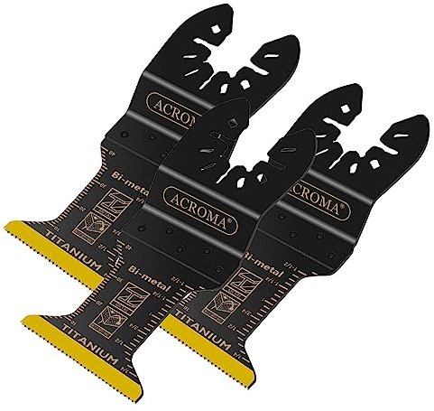 Acroma 3 Stück Universal Oszillierende Multitool-Klingen, Schwarz Oxid Titan beschichtet mit 8% Kobalt M42 HSS Bimetall, ideal für Tauch-/Bündigschnitt auf verschiedenen Materialien BMB50003