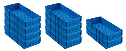 SparSet 10x Blaue Industriebox 400 B | HxBxT 8,1x18,3x40cm | 4,7 Liter | Sichtlagerkasten, Sortimentskasten, Sortimentsbox, Kleinteilebox