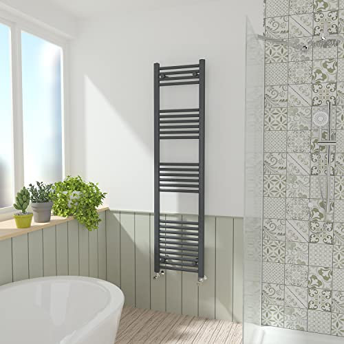 NRG Anthracite Straight Central Heating Towel Rail Bathroom Heated Rad Radiators Ladder Warmer - 1600×400mm