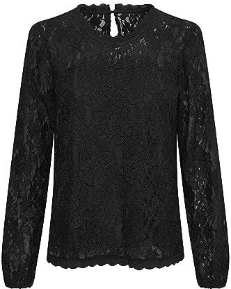 Cream Damen Bluse Kurzarm CRKit Damen Bluse Elegant Spitzen Rundhals Langarm Spitzenbluse Lange Ärmel