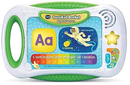 VTech - TactiKid Pocket Apprenti Lecture, Tablette Tactile sans Écran, Jouet Interactif pour Apprendre à Lire, 14 Fiches d'Activités, Cadeau Enfant de 4 Ans à 7 Ans - Contenu en Français