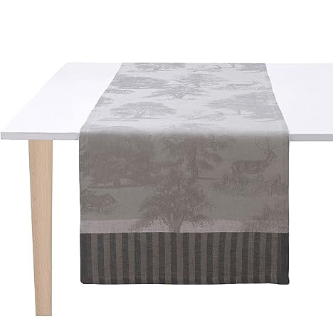 Le Jacquard Français 29022 Tischläufer Souveraine Argent 50x150 cm Leinen