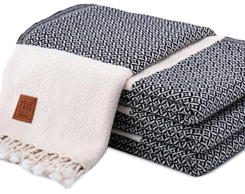 Aphrodite Original türkisches Strandtuch von Gold Case – Set mit 4 Stück – 100 % Baumwolle – 170,2 x 96,5 cm XXL Übergröße – vorgewaschen – schnell trocknend, sandfreies türkisches Handtuch – leichte