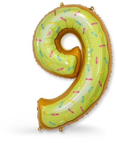 FUNXGO® Folienballon Zahl 9 dount - Riesen-Ballonzahl - Verstärktes Material- fliegt mit Helium - 9 Geburtstag Luftballon - Deko zum Geburtstage, Party, Hochzeiten - Ballon 9 dount