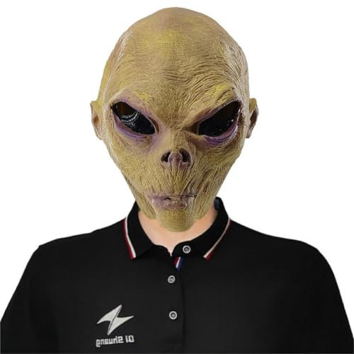 Full Face Alien für Erwachsene Halloween Alien Handschuhe Set Alien Cosplay Kostüme Requisiten für Halloween Party Alien Realistische Alien Erwachsene Alien Und Hände Alien Realistische Latex, B