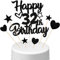 Conruich Tortendeko 32. Geburtstag Mann, Kuchendeko Happy 32th Birthday Schwarz, Glitzer Kuchen Topper 32. Geburtstag Ballons Konfetti Papierfächer für Geburtstagstorte Deko 32 Jahre Frauen Männer
