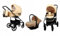 BabyLux® Kinderwagen Set 3 in 1 - Trailux - Beige - incl. Babywanne, Buggy Sportsitz, Auto-Babyschale - Autositz - Kinderwagenset - Kombikinderwagen mit Wickeltasche, Regenschutz usw.
