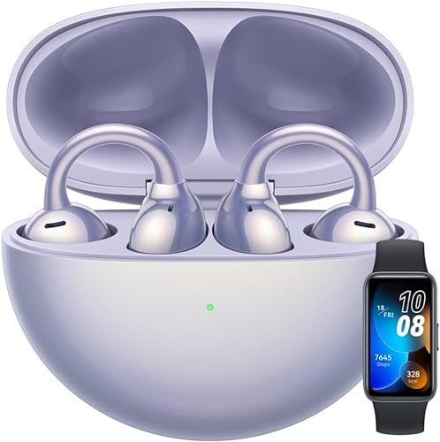 HUAWEI FreeClip,Innovatives Clip-Design,Intensives Open-Ear-Hörerlebnis,KI-Hintergrundgeräuschunterdrückung bei Anrufen,Superlange Akkulaufzeit, Android&iOS, Deutsche Version,Lila+Band 8
