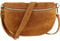 MIRROSI® Bauchtasche Damen, Made in Italy, Echtleder Umhängetasche Echtes Leder, Brusttasche, Crossbody Bag aus WLD Veloursleder, in 3 Größen erhältlich (Braun WLD Silberner Reißverschluss) (Gr.L)