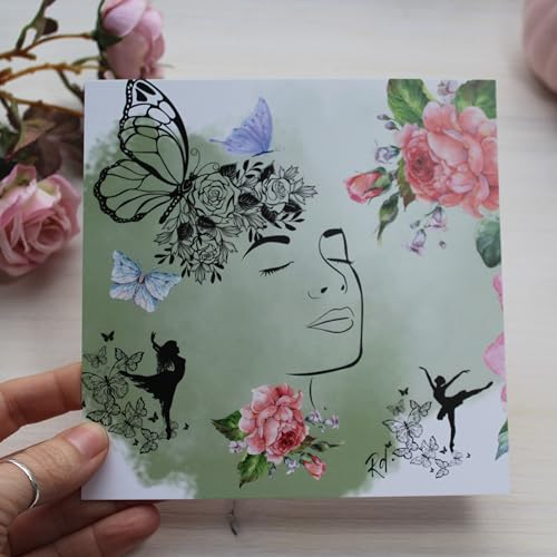 Let&Ro Postkarte Dreams Come True, inkl. Briefumschlag, 14,8x14,8 cm | Grußkarte | Geburtstagskarte | Tagträume | Ballet | Ballerina | Tanz