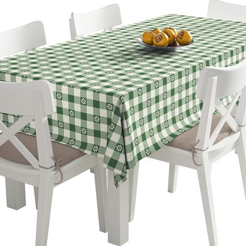 HEKO PANELS Tischdecke 140 x 200 cm Abwaschbar Tischtuch Gartentischdecke Fleckschutz Wasserabweisend Tafeldecke Blumen Gänseblümchen Kariert