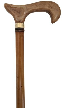 Stock-Fachmann® Gehstock Gehhilfe Spazierstock Bambus Mit Acryl Derbygriff Toffee Design Goldfarbenes Schmuckband Und Gummikapsel Farbe Natur Länge Wählbar Belastbar Bis 100kg Eigengewicht Ca. 400g