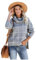 HEYPORK Damen Herbst Winter Warm Bequem Pullover Casual Mode Strickjacke Strickpullover Frauen Karierter Rollkragenpullover Karierter Strickpullover(Grau, S)