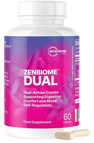 Microbiome Labs ZenBiome Dual - B. Longum 1714™ & 35624® Supplement | Clinically studied psychobiotic B. longum strains for gut-brain axis, digestive comfort and wellbeing, shelf-stable, 60 caps