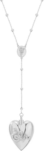 Oidea Silver Rosary Necklace for Women: Retro Snake Pattern Heart Shaped Urn Necklace for Ashes Keepsake Stainless Steel Stash Necklace with Spoon Y Necklaces Jewelry Gifts