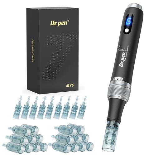 Dr. pen Ultima M7S Microneedling Pen 2025 NEUSTE MODELL Drahtlose Dr pen Microneedling Anti-Falten mit 27 Ersatzkartuschen - 9 Typen Cartridges(M7S-Schwarz)