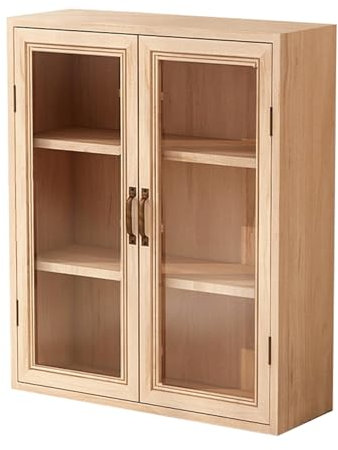 LXBAMKEA Holz Vitrinen, Figuren Und Sammlerstücke Vitrine, Große Kapazität Aufbewahrung Schaukasten, Home Office Spielzimmer Schlafzimmer Ornamente Regale(Wood Color,14.57x5.12x17.72in/37x13x45CM)