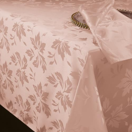 Romanstile Tischdecke abwaschbar 100x140 Rosa Frühling Blumen Luxuriös Jacquard-Damast rechteckig wasserabweisend Tischtuch Table Cloth elegant für Ostern,Outdoor,Garten,Balkon,Sommer,Couchtisch