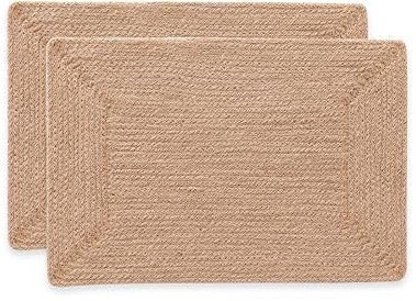 Tischsets, rechteckig, Jute, natürlich, handgefertigt, 45 x 30 cm, 2 Stück