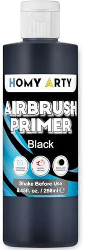 HOMY ARTY Apprêt pour Aérographe - Apprêt Acrylique Noir pour Aérographe, 250 ml Séchage Rapide Fini Mat, Peinture d'Apprêt avec Excellente Adhérence sur Modèles Plastiques, Métal et Toile