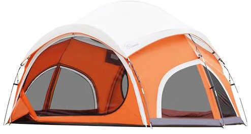 Vidalido Campingzelt für 3–4 Personen, mit 2 großen Netztüren, 4 Netzfenster, Familienzelte, doppellagig, wasserdicht, tragbar, einfach aufzubauen, Camping-Zelt, Segeltuch-Kuppelzelte für Camping
