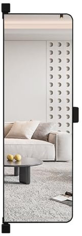 HZEPDVT Miroir Pleine Longueur for la Maison, Miroir Coulissant à l'intérieur de l'armoire, Miroir de Toilette caché, Miroir Pleine Longueur Pliable et Rotatif(Black,110 * 40cm)