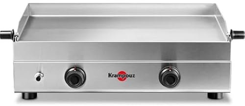 KRAMPOUZ Plancha Gaz SAVEUR - Plaque de Cuisson en Inox 64 x 33 cm - 3400 Watts - 2 Zones de Cuisson - 2 Brûleurs en Acier Inoxydable - Nettoyage Facile - Fabriquée en France - Réf PFSV2MA-KR