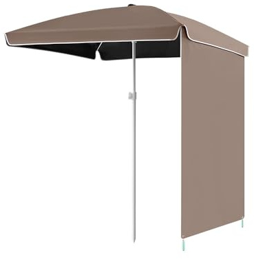 PQPQLI Sombrilla De Jardín Exterior 160x160 Cm Cuadrada con Manivela Protección UV UPF 50+ Tela Parasol para Terraza Patio Balcón Sin Base(Brown)