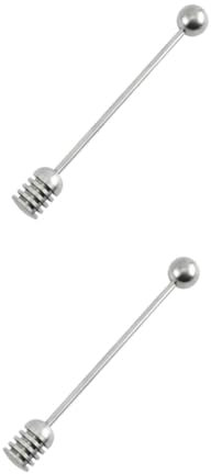 OUNONA 2 Stück Edelstahlhonigmischer Honigrührstäbe aus Edelstahl Sirup-Rührstab Honigstangen Honigmischrührer Honigrührer Honig Rührstäbe Honigstock Edelstahl 304 Silver