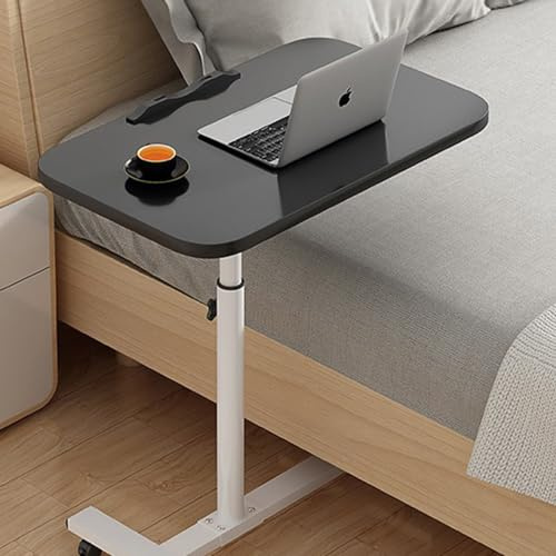 ODUR Adjustable Overbed Table with Wheels, Hospital Bed Tray, Medical and Home Use (Black)