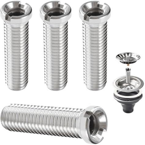 Lyeteung 4 Stücke M12 x 45mm Waschbecken Korbschraube, Edelstahl Abflusssiebschraube, Küchenspüle Korbsieb Schraube, für Waschbecken Sieb Stöpsel