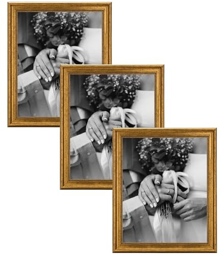 CABBEL Bilderrahmen 40x50 cm Gold - 3-Pack – Barock Vintage Rahmen im Antik Look für Poster, Fotos & Urkunden – bruchsicherem Acrylglas – Dekorativ & Elegant – Perfekt für Wohnzimmer, Büro, Galerie