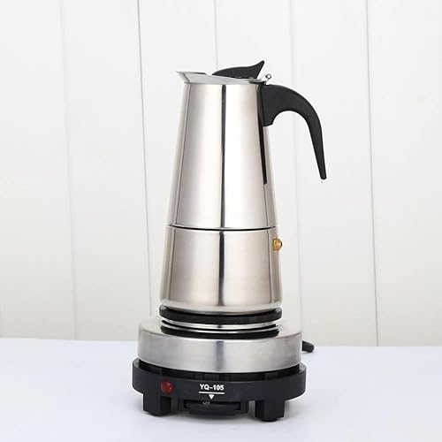 Caffettiera classica in acciaio inox, 500 W, 220 V, struttura stabile, funzione potente 200 ml/300 ml, caffettiera moka leggera e portatile per cucina (caffettiera da 300 ml)