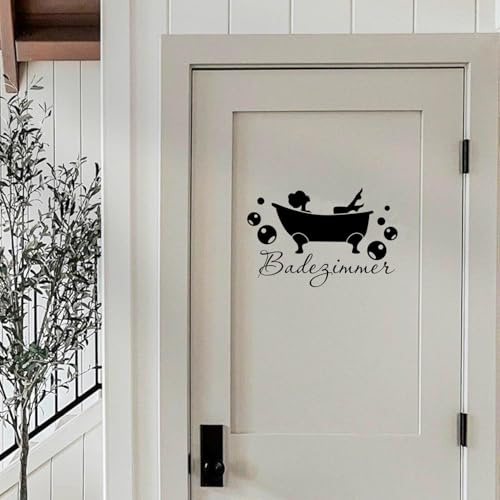 Badezimmer Wandaufkleber - Elegante Badende Dame im Vintage-Stil mit Blasen - Schwarz-Weiß Design - Selbstklebende Vinyl-Deko für Badezimmer & Dusche (18x27cm, 2er-Set)