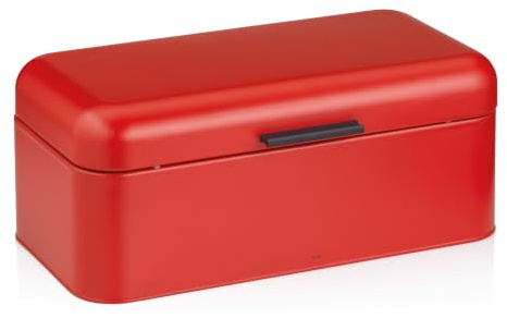kela Brotkasten Metall mit Lüftungslöcher 42,5x22,5x17,5cm, große Brotbox mit Klappdeckel, FRISCA, Brotaufbewahrungsbox, rot