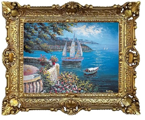 Lnxp K1-24 - Tableau mural vintage avec cadre ornemental - Doré vieilli - 56 x 46 cm - Magnifique reproduction de peinture encadrée - Aspect antique
