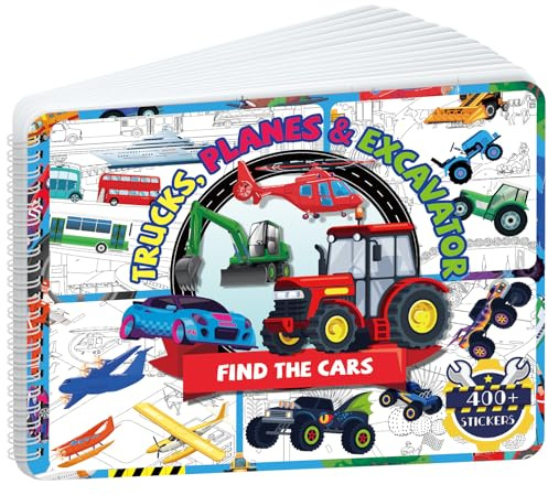 Kalysky Finden und Matchen Autos Stickerbuch, Stickerbuch ab 2-8 Jahre | 400+ Sticker Kinder, Malbuch Aktivitäten Spaß, Aufklebe: Sportwagen, Lkw, Rennwagen, Spielzeug Geschenke für Jungen Mädchen