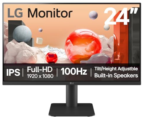 LG Monitor 24MS550-B 24 inch FHD IPS 100Hz 5ms Desktop & Office Display with built-in speakers | Height & Tilt adjustment Reader Mode & Flicker Safe, Smart Energy Saving, HDMI, Black