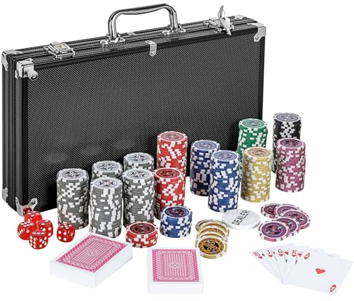 GAMES PLANET Pokerkoffer mit 300 Laser-Chips, Silver/Gold/Black Edition - Auswahl: Black